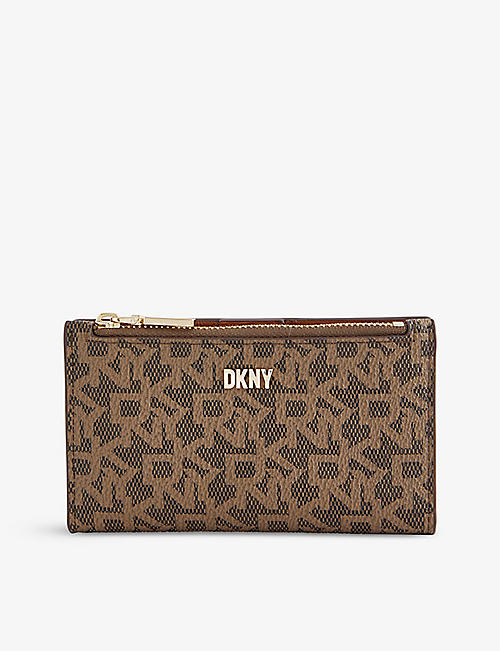 DKNY: Monogram-print faux-leather card holder