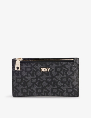 Dkny Texture Leather Logo-plaque Bag In Black