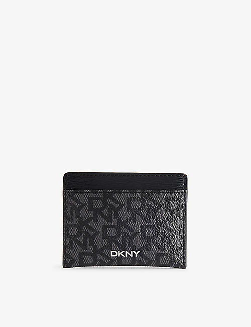 DKNY: Monogram-print faux-leather cardholder
