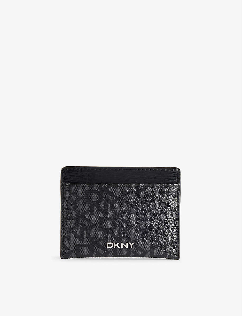 Dkny Monogram-print Faux-leather Cardholder In Black/black