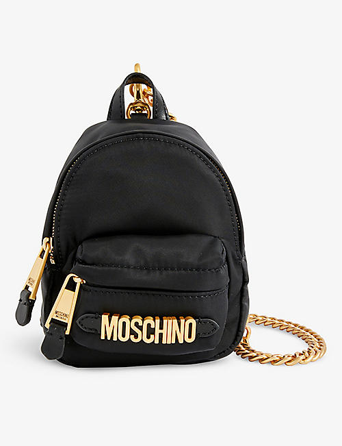 MOSCHINO: Logo-plaque shell mini backpack