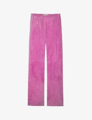 Zadig & Voltaire Parfait Straight-leg Mid-rise Suede Trousers In Tulipe