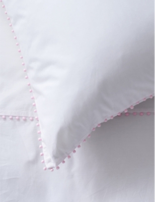 Shop The Little White Company Whitepink Avignon Pom Pom-embellished Cot Cotton Duvet Set