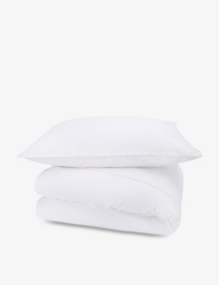 The Little White Company Whitepink Avignon Pom Pom-embellished Cot Cotton Duvet Set