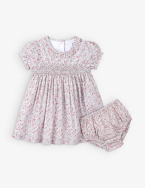THE LITTLE WHITE COMPANY: Flower-print cotton dress 0-18 months