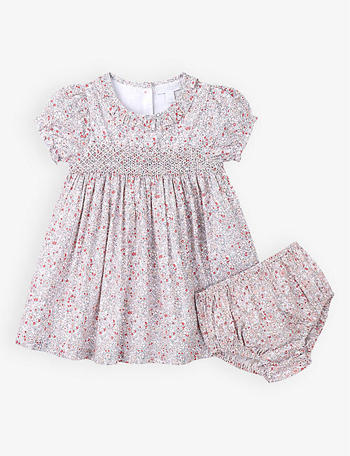 THE LITTLE WHITE COMPANY: Flower-print cotton dress 18 months - 6 years