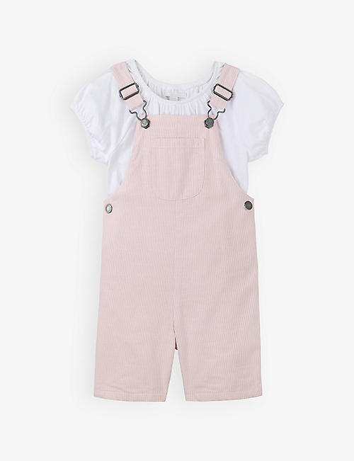 THE LITTLE WHITE COMPANY: Striped cotton dungarees and T-shirt set 0-18 months