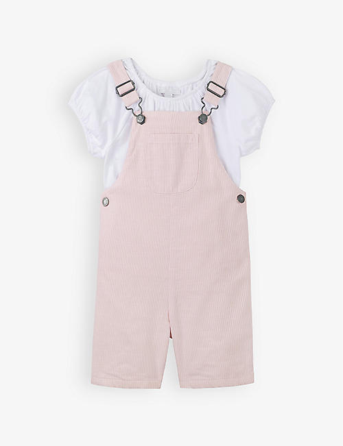 THE LITTLE WHITE COMPANY: Striped cotton dungarees and T-shirt set 18 months - 4 years