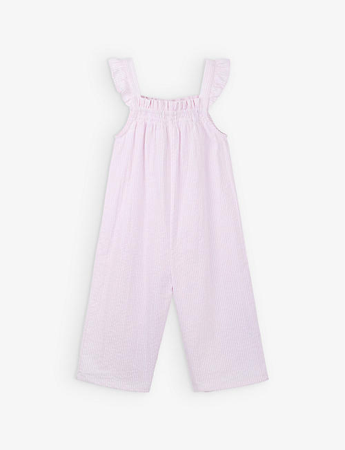 THE LITTLE WHITE COMPANY: Striped cotton jumpsuit 18 months - 6 years
