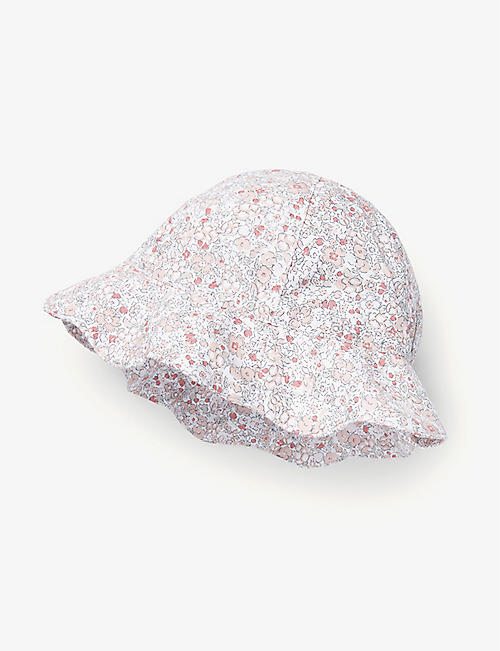 THE LITTLE WHITE COMPANY: Flower-print scalloped-edge cotton hat 0 months-6 years