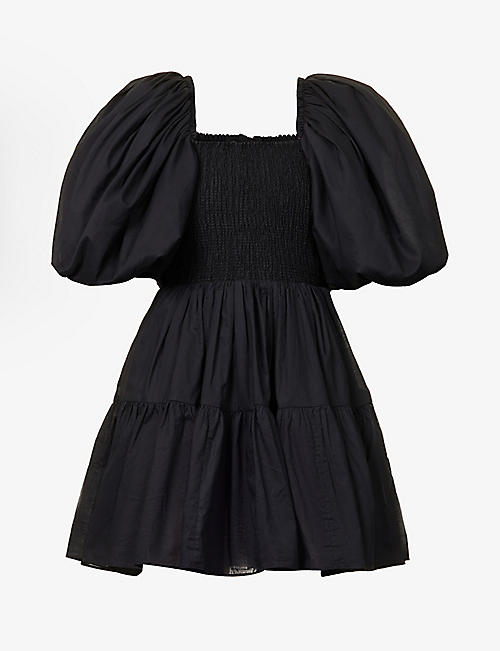 AJE: Cherished puff-sleeve cotton mini dress