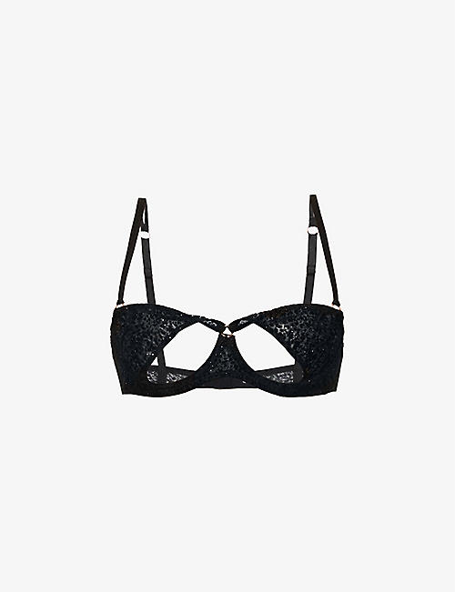 MUSE BY COCO DE MER: Ava cut-out stretch-woven balcony bra