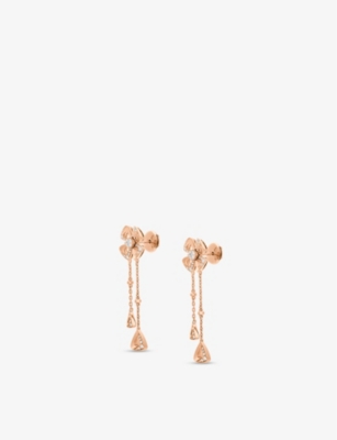Shop Bvlgari Womens Rose Gold Fiorever 18ct Rose-gold And 0.38ct Brilliant-cut Diamond Earrings