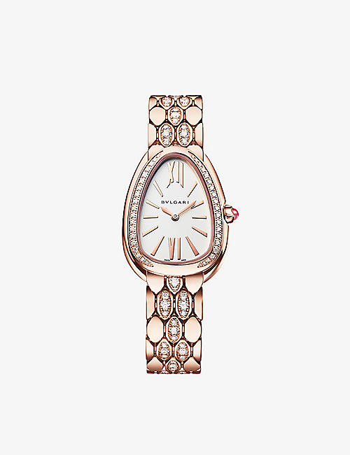 BVLGARI: Serpenti Seduttori 18ct rose-gold and brilliant-cut diamond quartz watch