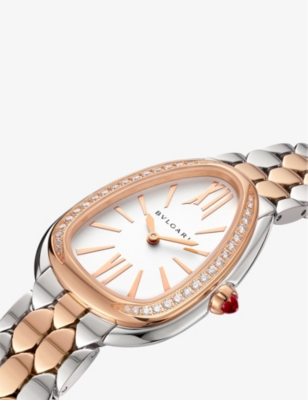 BVLGARI: Serpenti Seduttori 18ct rose-gold and stainless-steel quartz watch