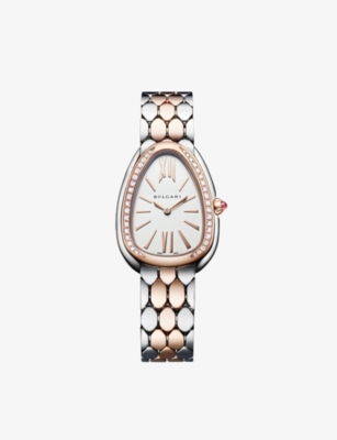 BVLGARI: Serpenti Seduttori 18ct rose-gold and stainless-steel quartz watch