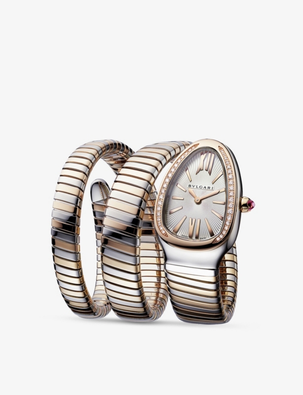 SP35WSPGD.2T Serpenti Tubogas 18ct rose-gold, stainless steel and brilliant-cut diamond quartz watch