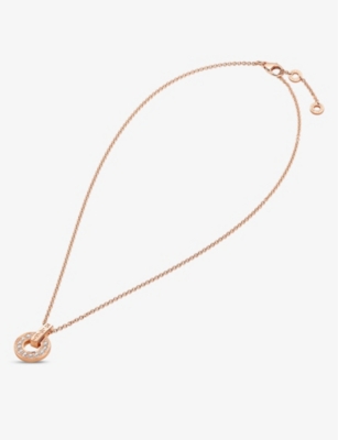 BVLGARI: Bvlgari Bvlgari 18ct rose-gold and 0.37ct round brilliant-cut diamond pendant necklace