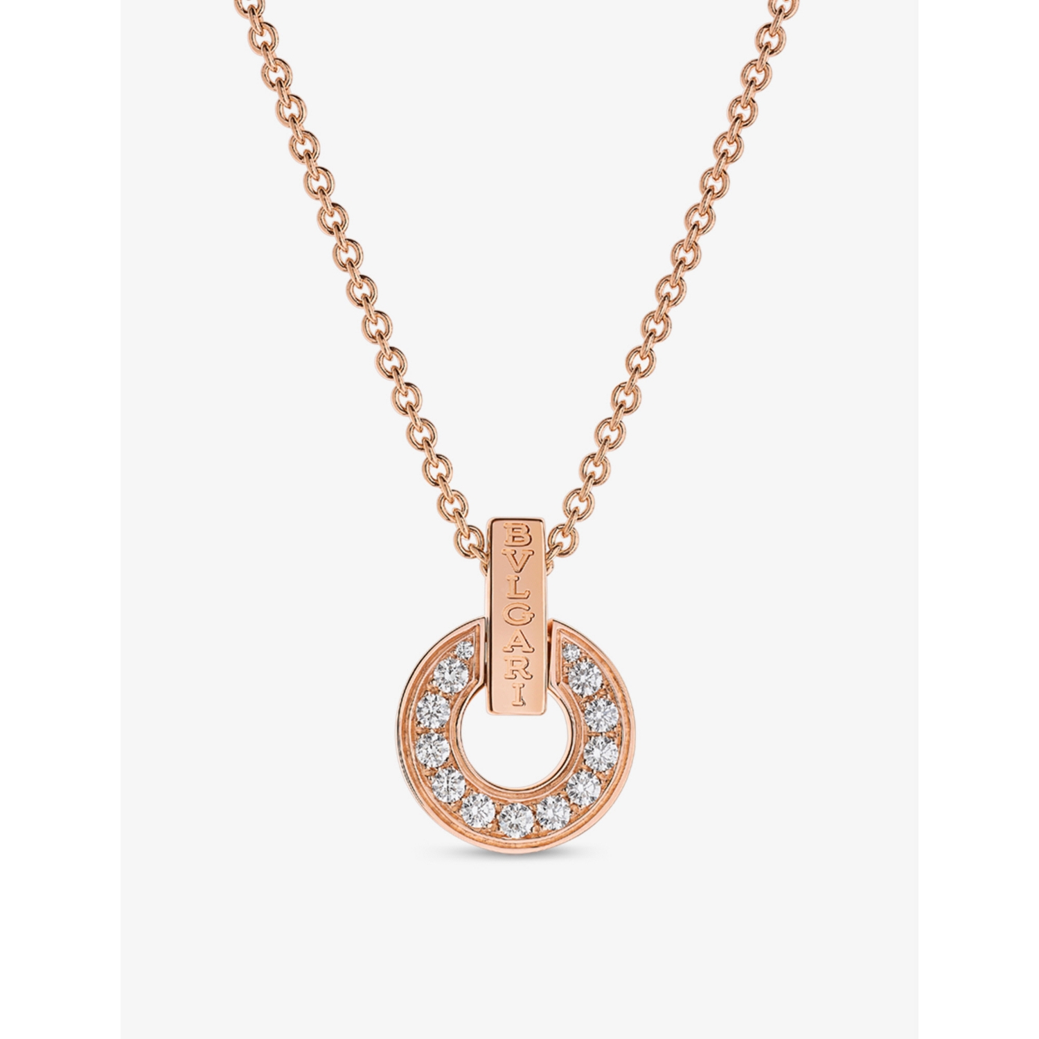 Bvlgari 18ct Rose-Gold 0.37ct Round Brilliant-Cut Diamond Pendant Necklace