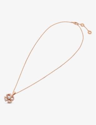 Shop Bvlgari Womens Rose Gold Fiorever 18ct Rose Gold And 0.16ct Round Brilliant-cut Diamond Necklace