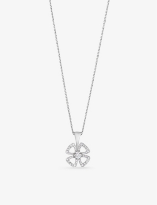 Bvlgari Womens Silver Fiorever 18ct White Gold And 0.16ct Round Brilliant-cut Diamond Necklace In Silver