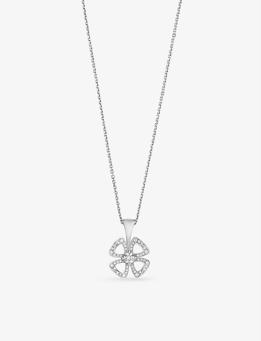 Bvlgari Womens Silver Fiorever 18ct White Gold And 0.16ct Round Brilliant-cut Diamond Necklace