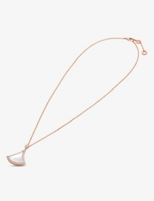 BVLGARI: Divas' Dream 18ct rose-gold, mother-of-pearl and 0.5ct round brilliant-cut diamond necklace