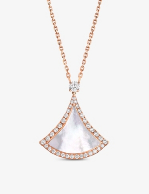 BVLGARI: Divas' Dream 18ct rose-gold, mother-of-pearl and 0.5ct round brilliant-cut diamond necklace