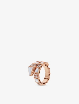 Bvlgari Womens Rose Gold Serpenti Viper 18ct Rose-gold, Mother-of-pearl, 0.82ct Round Brilliant-cut