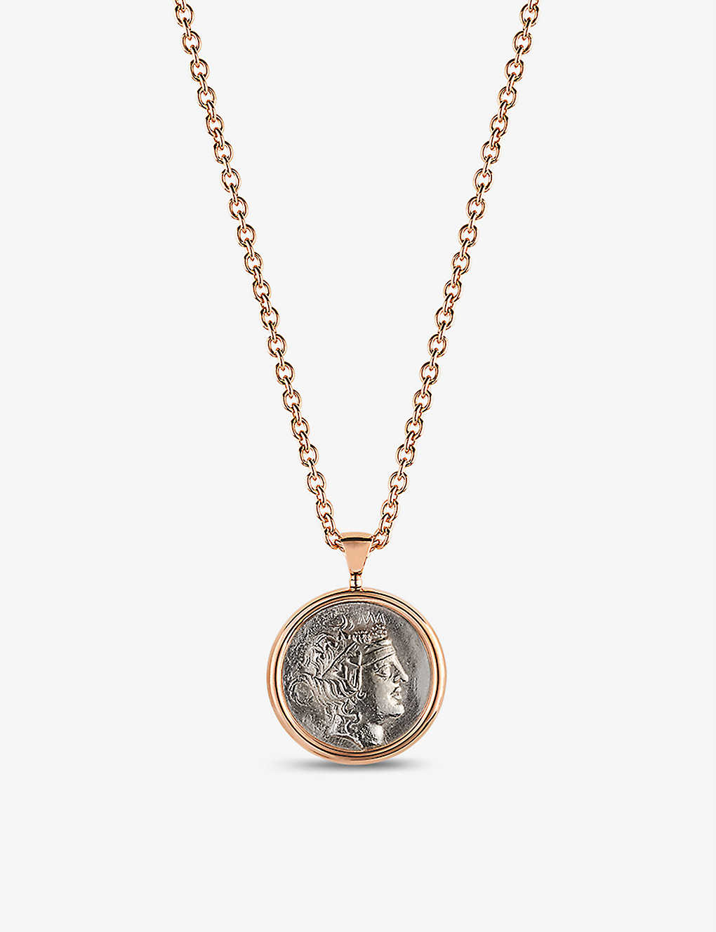 Bvlgari Womens Rose Gold Monete 18ct Rose-gold Necklace With Antique Bronze Coin