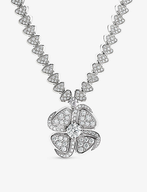BVLGARI: Fiorever 18ct white-gold and 4.95ct brilliant-cut diamond necklace
