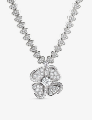 Bvlgari Womens Silver Fiorever 18ct White-gold And 4.95ct Brilliant-cut Diamond Necklace