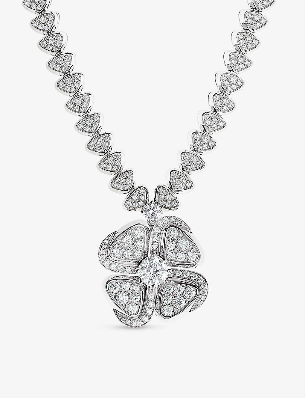 Bvlgari Womens Silver Fiorever 18ct White-gold And 4.95ct Brilliant-cut Diamond Necklace