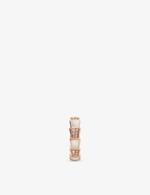 BVLGARI: Serpenti Viper 18ct rose-gold, 0.34ct brilliant-cut diamond and mother of pearl ring