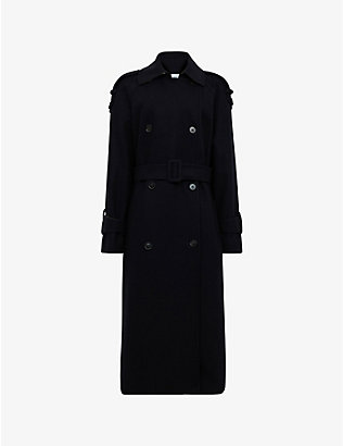 REISS: Kaiya belted double-breasted wool-blend trench coat