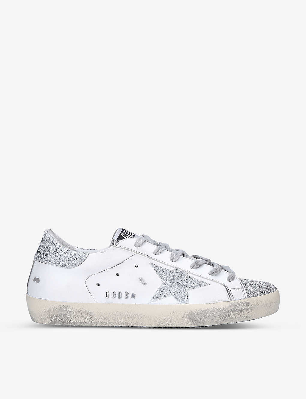 Golden Goose Superstar 80185 Leather And Glitter Trainers In White/oth