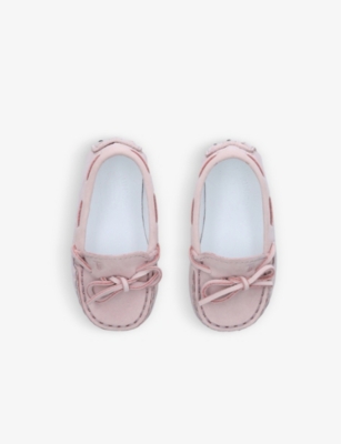 Shop Tod's Tods Pale Pink Gommino Lace-up Suede Driving Shoes 0-12 Months