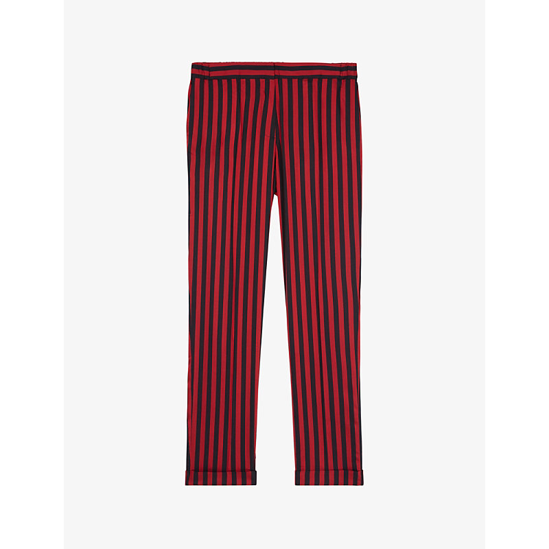 The Kooples Womens Red60 Stripe-print Straight-leg Woven Trousers