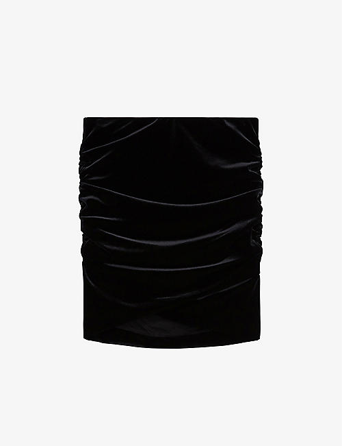 THE KOOPLES: Draped-detail short velvet mini skirt