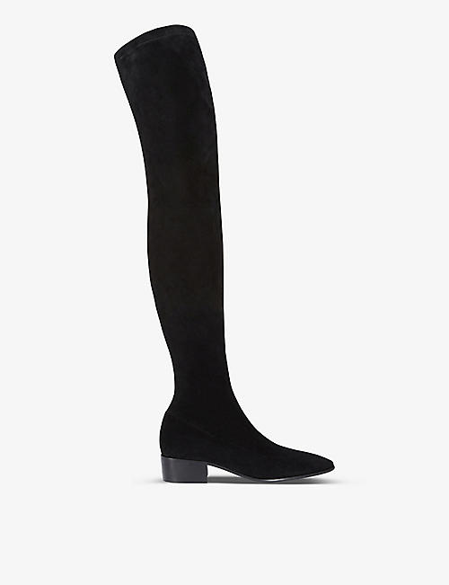 THE KOOPLES: Square-heel thigh-high suede boots
