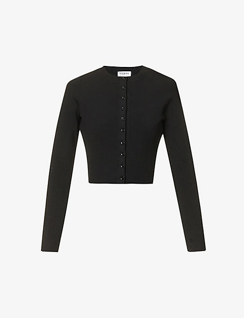 VICTORIA BECKHAM: Cropped cut-out stretch-woven cardigan