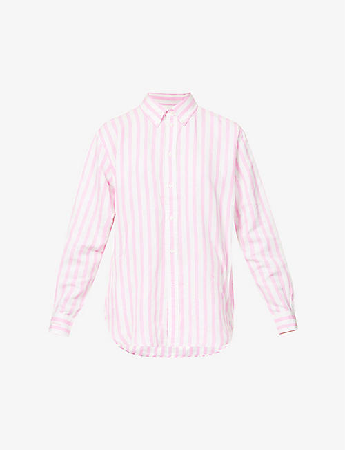 POLO RALPH LAUREN: Striped linen and silk-blend shirt