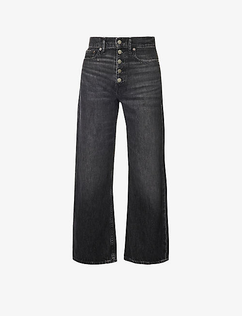 POLO RALPH LAUREN: Mid-rise wide-leg cropped denim jeans