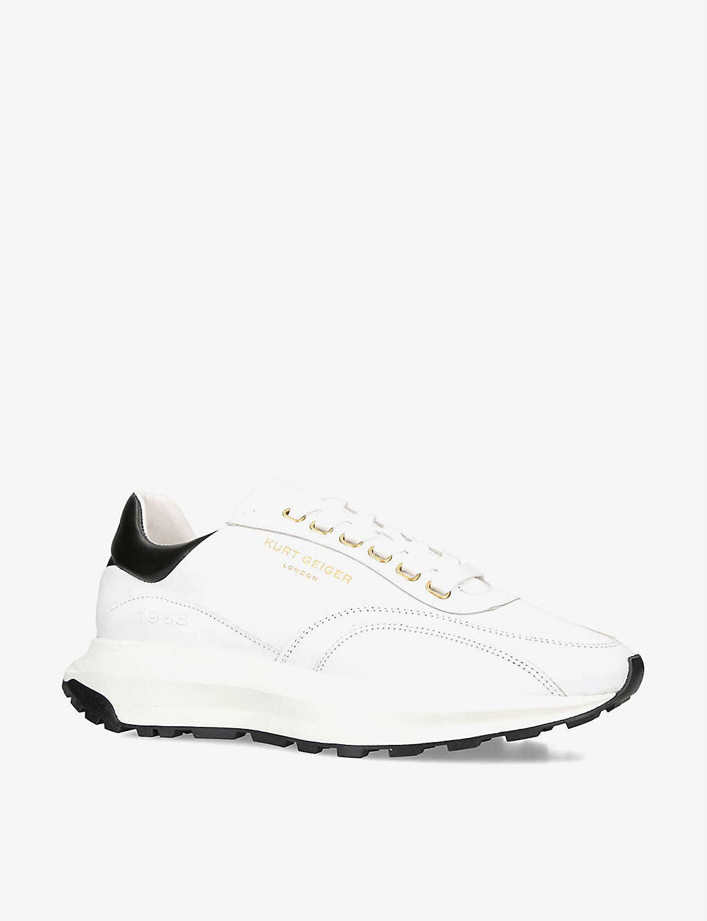 Kurt Geiger Gasper Branded Leather Trainers In White/blk