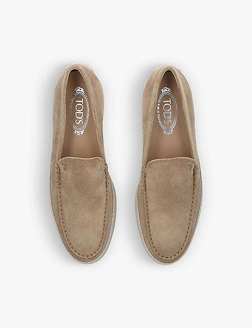 Tods Suede Loafer in Khaki Mens Slip-on shoes Tods Slip-on shoes Brown for Men 