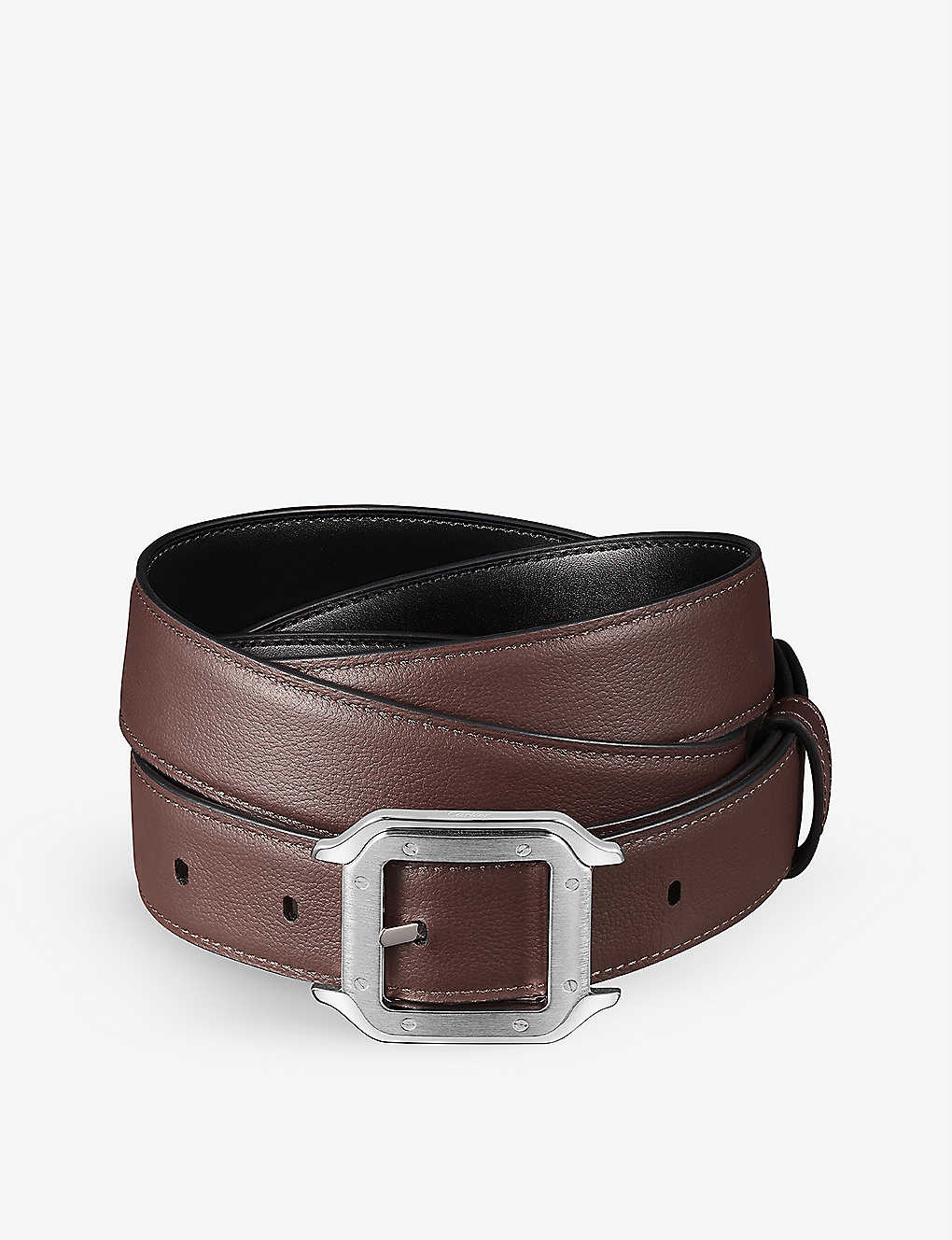 Cartier Santos De  Leather Belt In Black/brown