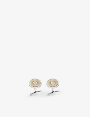 Cartier Double C De  18ct Yellow-gold And Palladium-plated Sterling-silver Cufflinks In Grey/yellow Gold