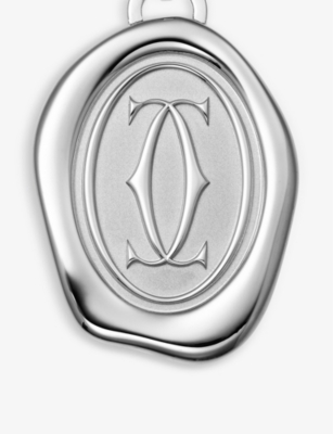 Shop Cartier Double C De  Logo-embossed Stainless-steel Keyring In Grey