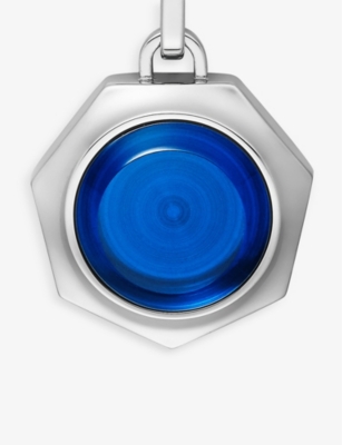 Shop Cartier Santos De  Brand-engraved Stainless-steel And Resin Keyring In Grey/blue