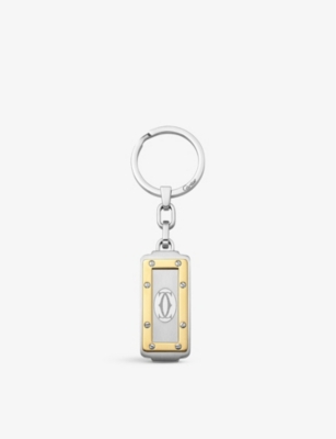 CARTIER: Santos de Cartier engraved stainless-steel keyring